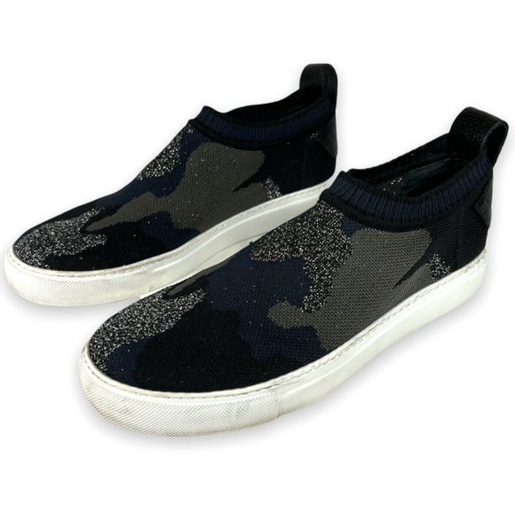 Zadig and Voltaire Leather Alma Camo Slip on Casual Sneakers Unisex Womens 8.5 - Picture 1 of 11